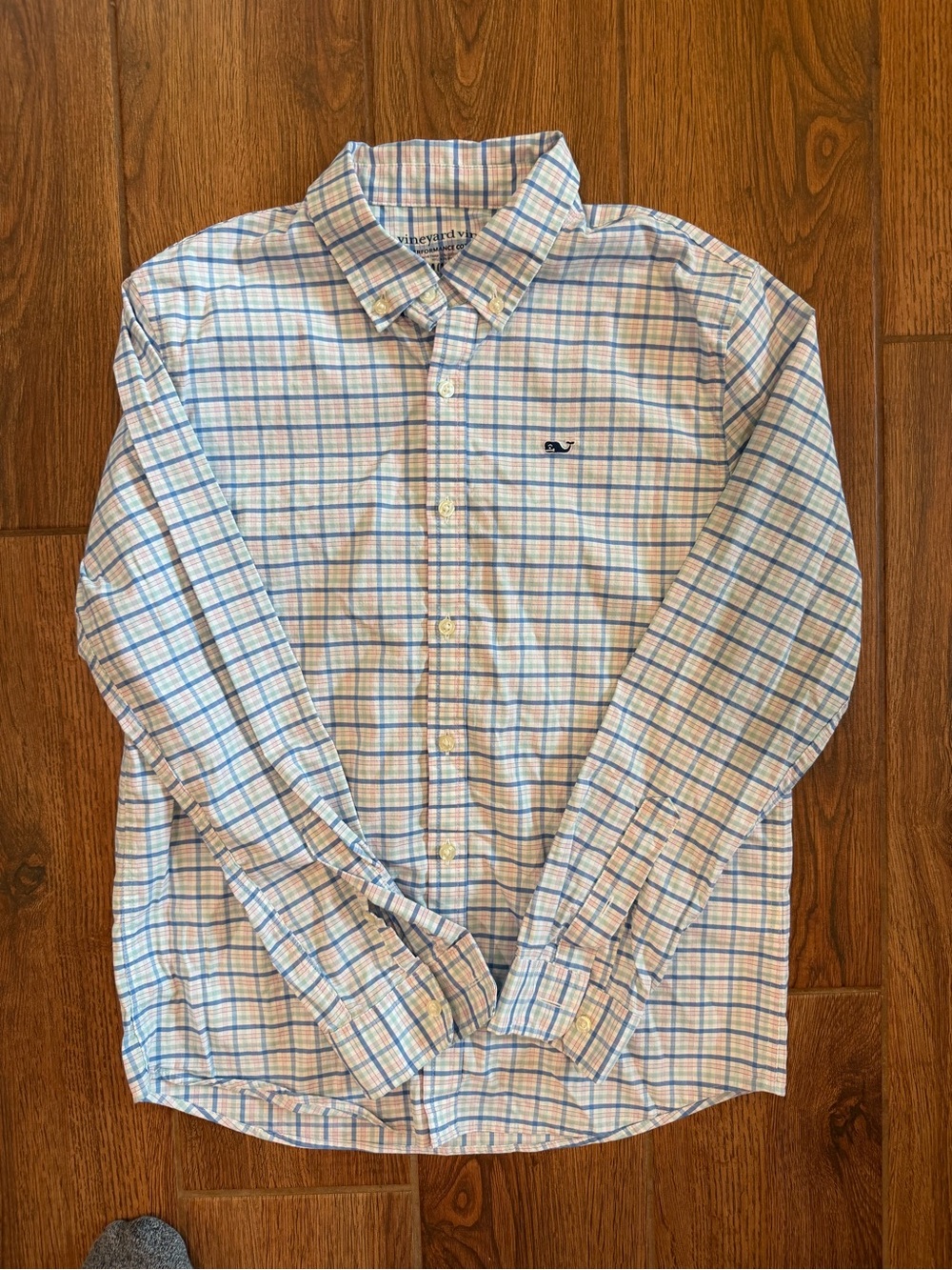 Vineyard Vines performance Windowpane Button-Down Shirt / youth medium (12/14)